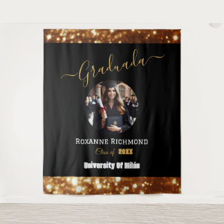 Luxuriöses Schwarzes Foto Elegante gestufte Signat Wandteppich