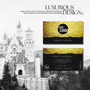 Luxuriöses schwarzes Gold-Glitter-Spark-Stars-Logo Visitenkarte