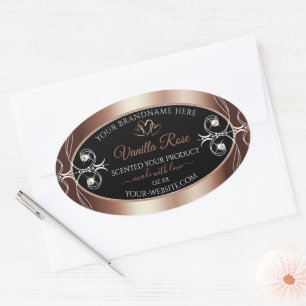 Luxuriöses schwarzes Rosegold Shimmery Dekor Produ Ovaler Aufkleber