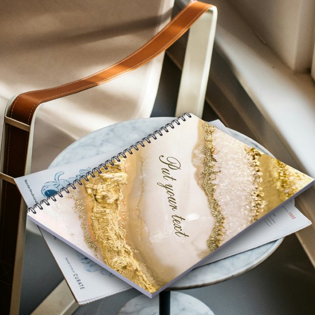 Luxuriöses Skript Text goldfarbener Marmor Notizblock (Luxury script text golden marble notebook)