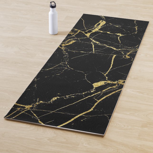 Luxuriöses, stilvolles Black and Gold Yoga Mat Yogamatte (Beispiel)
