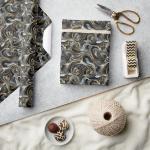 Luxuriöses Swirling Metallic Muster in Gold Geschenkpapier