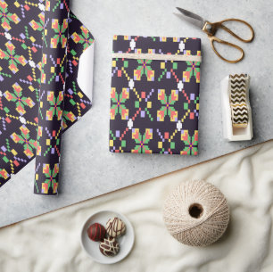 Luxuriöses traditionelles Songket-Pixel-Stickereim Geschenkpapier