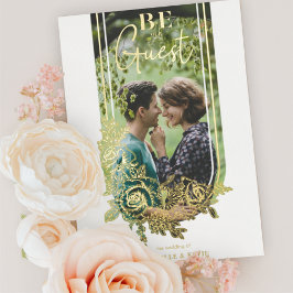 Luxuriöses Trendy Floral Arch Seien Sie unser Foto Folieneinladung