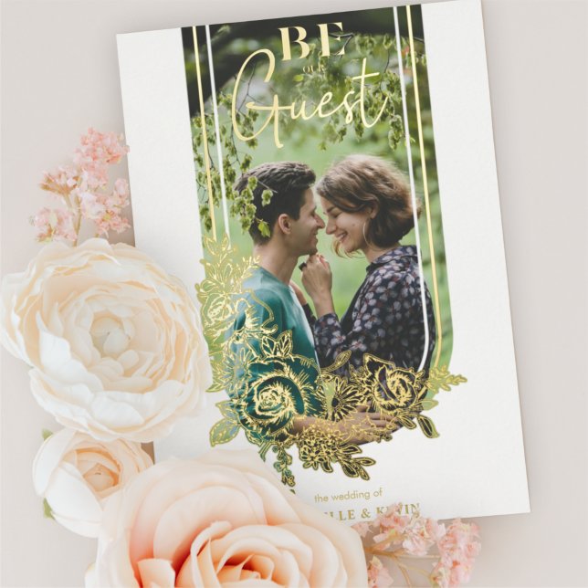 Luxuriöses Trendy Floral Arch Seien Sie unser Foto Folieneinladung (Von Creator hochgeladen)