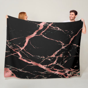 Luxuriöses Trendy Pink Black Marble Fleecedecke