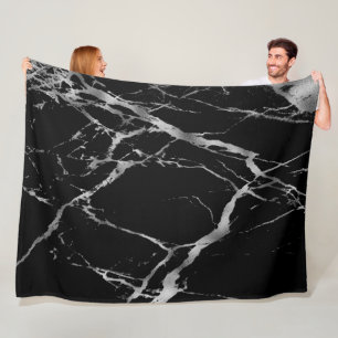 Luxuriöses trendy Silver Black Marmor Fleecedecke
