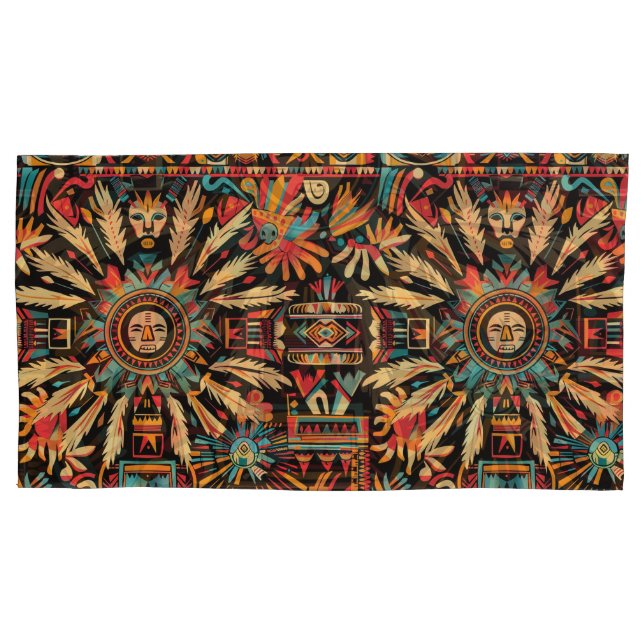 Luxuriöses Türkis "Aztec Dream" König Pillowcases Kissenbezug (Vorderseite-Links)
