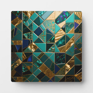 Luxuriöses Türkis Gold Geometrisches Mosaikmuster Fotoplatte
