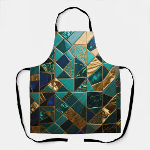Luxuriöses Türkis-Gold-Geometrisches Mosaikmuster Schürze