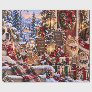 Luxuriöses Wald-Burgunder-Weihnachtsgeschenkpapier Geschenkpapier