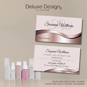 Luxuriöses Wave Rose Gold Dekor mit Initialen Visitenkarte