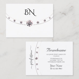 Luxuriöses White Rose Gold mit Monogram und Diamon Visitenkarte