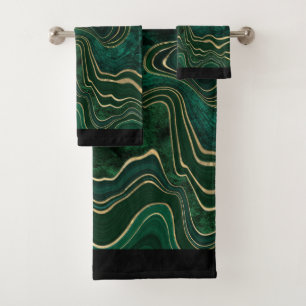 LUXURIÖSISCHES EMERALD GRÜNES MARBLE TOWEL SET