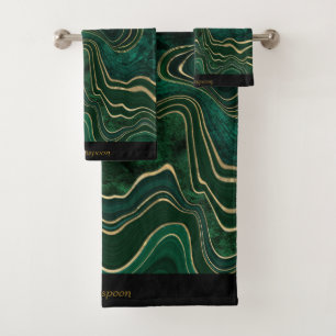 LUXURIÖSISCHES EMERALD GRÜNES MARMOR CUSTOM TOWEL BADHANDTUCH SET