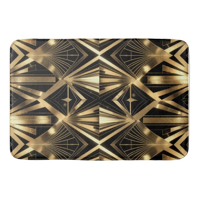 Luxurious Art Deco Geometric Gold and Black Badematte (Vorderseite)
