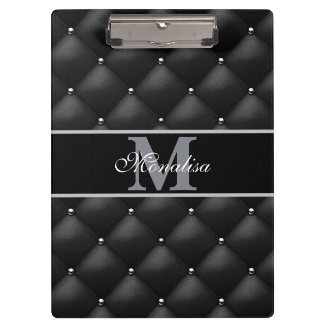luxurious black design monogramed personalized   klemmbrett (Vorderseite)