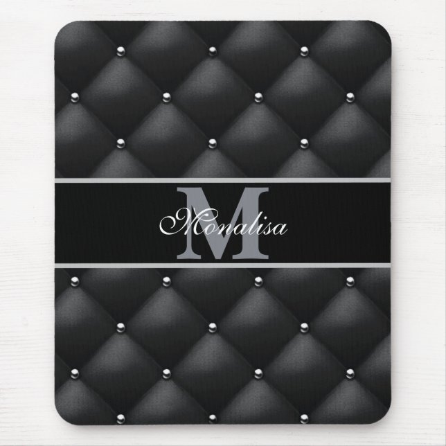 luxurious black design monogramed personalized   mousepad (Vorne)