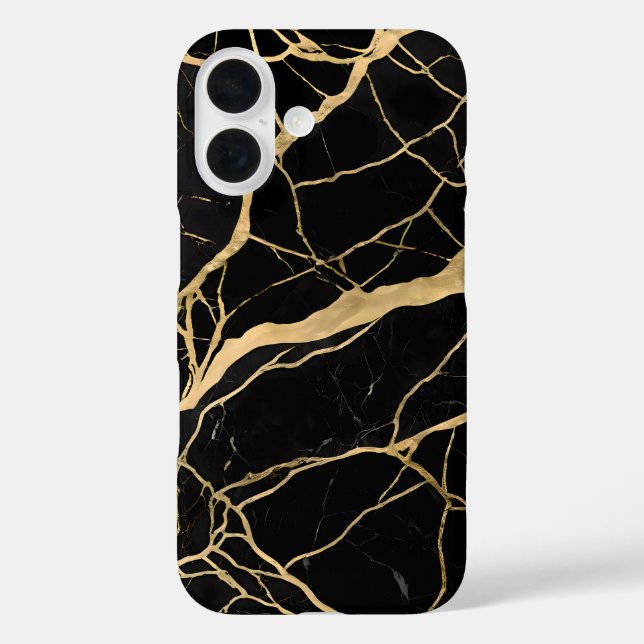 Luxurious Black Marble with Gold Veins Case-Mate iPhone Hülle (Rückseite)
