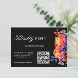 Luxurious Classy Elegant Watercolor Flowers weddin RSVP Karte