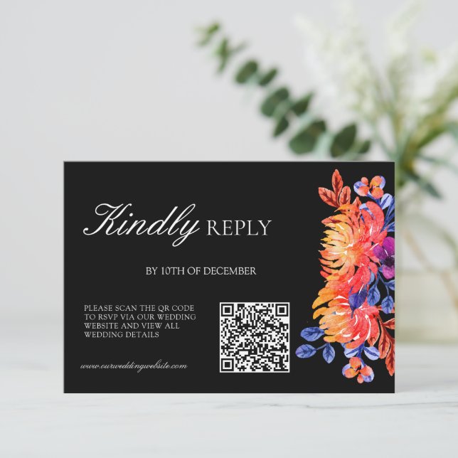 Luxurious Classy Elegant Watercolor Flowers weddin RSVP Karte (Stehend Vorderseite)