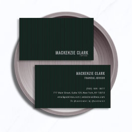 Luxurious Dark Green Pinstripe Business Card Visitenkarte