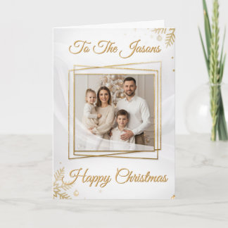 Luxurious Elegant Gold Frame Photo Christmas Card Karte