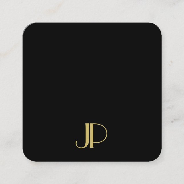 Luxurious Elegant Template Monogram Black And Gold Quadratische Visitenkarte (Vorderseite)