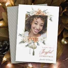 Luxurious Feminine Floral Photo Holiday Card Feiertagskarte