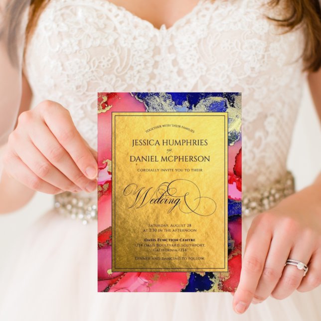 Luxurious Gold Abstract Formal Wedding Invitation Einladung (Von Creator hochgeladen)