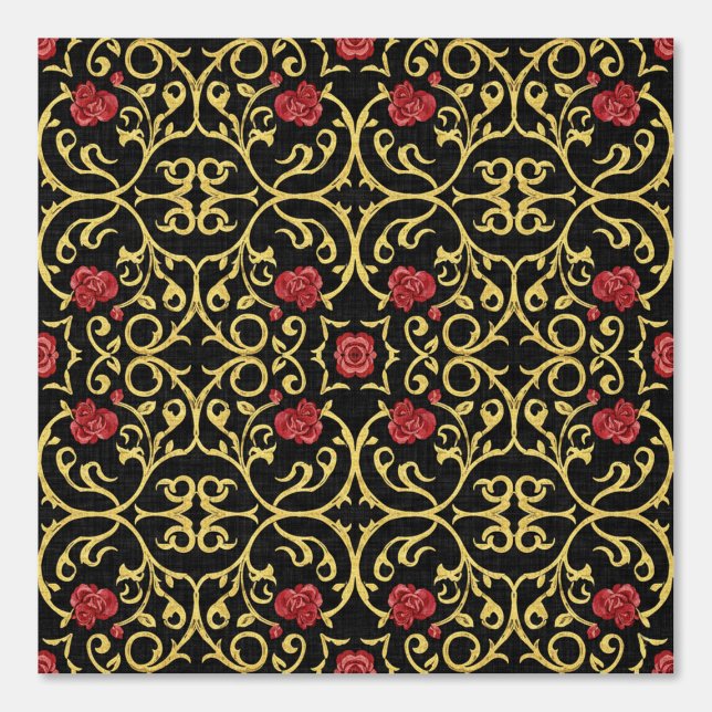 Luxurious gold leafed red rosette design tapete (Vorderseite)