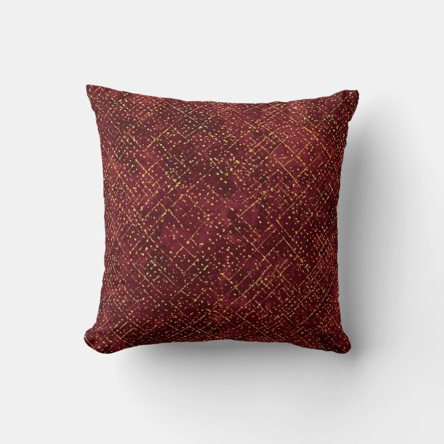 Luxurious Gold Maroon Pixels , Elegant, Modern Kissen (Vorderseite)