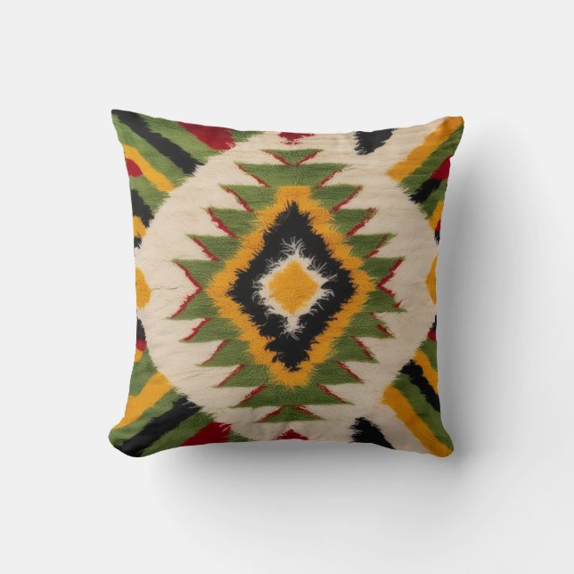 Luxurious Green Kilim Lumbar Pillow for Any Room Kissen (Vorderseite)