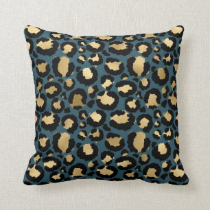 Luxurious Leopard Spots Dark Blue Wild Glam Kissen