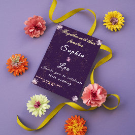 Luxurious Plum Purple Gold Foil Wedding Invitation Einladung