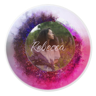 Luxurious Purple and Pink Ombre Circle Frame Photo Keramikknauf