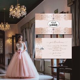Luxurious Rose Gold Ornate Borders Jewels Add Logo Visitenkarte