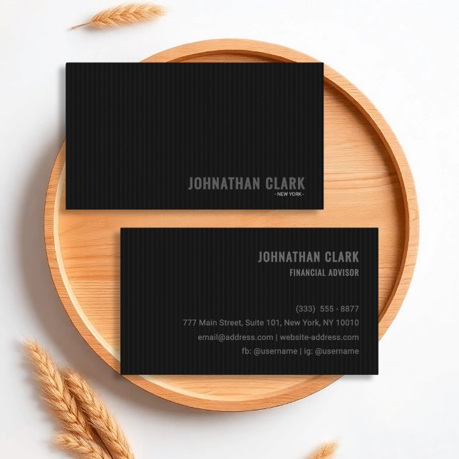 Luxurious Striped All-Black  Business Card Visitenkarte (Von Creator hochgeladen)