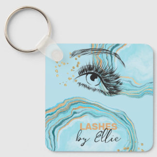 Luxurious Teal Gold Marble Lash Extension Qr Code Schlüsselanhänger