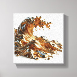 Luxury 3D Liquid Gold Wave - Metallic Fluid Abstra Leinwanddruck