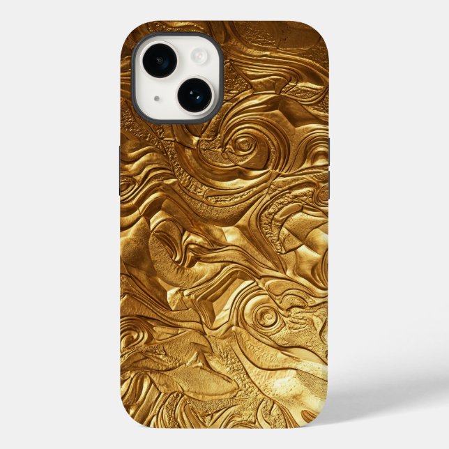 Luxury 3D Metallic Liquid Gold Texture iPhone Case (Rückseite)
