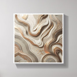 Luxury 3D Sculpted Marble Waves - Elegant Gold and Leinwanddruck