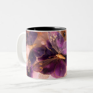Luxury A butterfly with flower Marble Coffee Mug  Zweifarbige Tasse