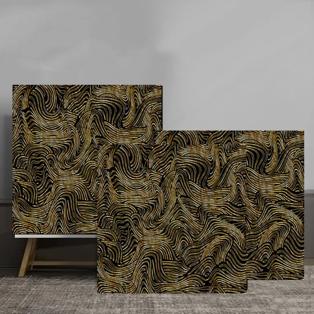 Luxury Abstract Gold Wave Line Pattern Fliese (Von Creator hochgeladen)