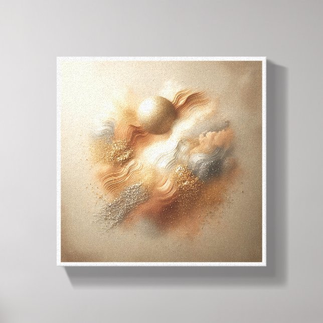 Luxury Abstract Sand & Powder Art - Champagne Gold Leinwanddruck (Vorderseite)