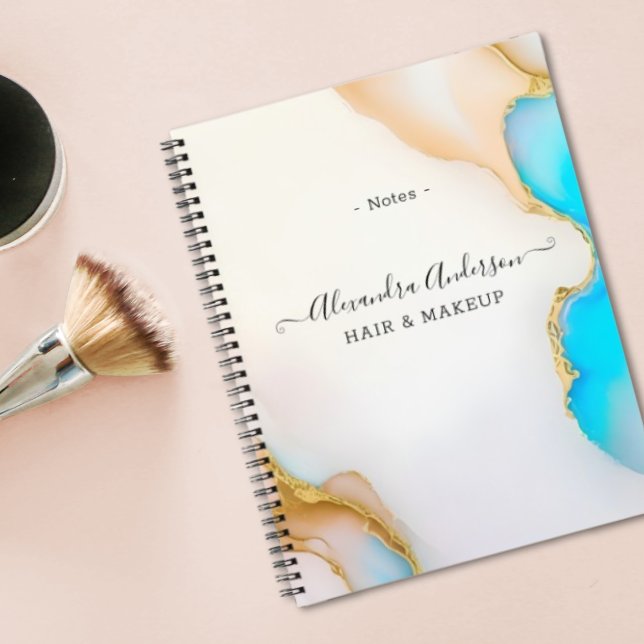 Luxury Agate Blue Gold Details Signature Script Notizbuch (Luxury Agate Blue Gold Details Signature Script Notebook)