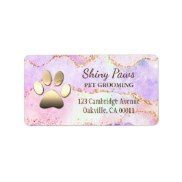 Luxury Agate Glitzer Dog Paw Pet Grooming Adressaufkleber