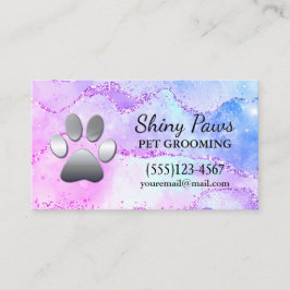 Luxury Agate Glitzer Dog Paw Pet Grooming Visitenkarte