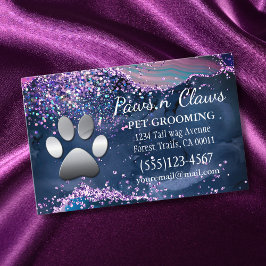 Luxury Agate Glitzer Dog Paw Pet Grooming Visitenkarte