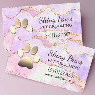 Luxury Agate Glitzer Dog Paw Pet Grooming Visitenkarte